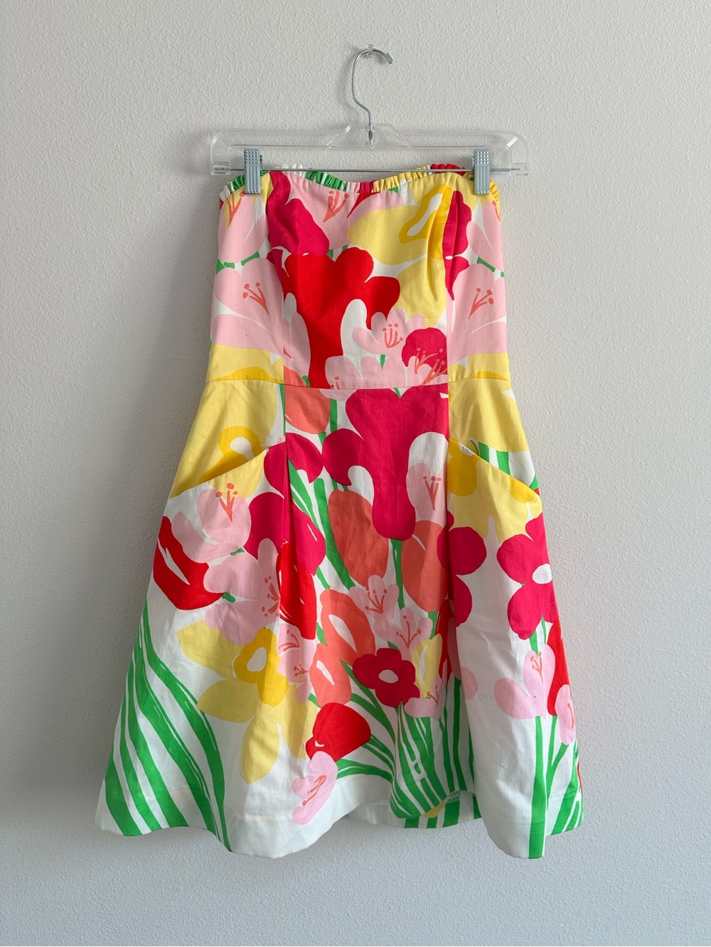 Lilly Pulitzer Blossom Strapless Dress Lavish Lilly Floral Flare Pockets Size 6 - Picture 3 of 8